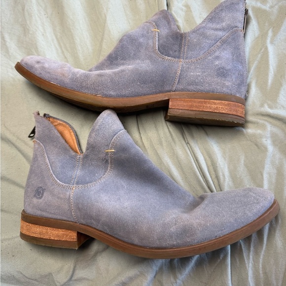 Born Womens Arula Ankle Boots Booties Block Heel Zip Up Blue Suede Size 8. - Picture 3 of 7